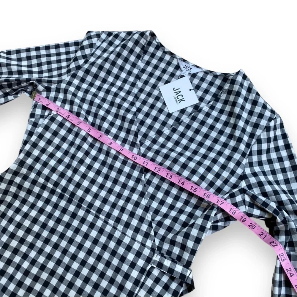 NEW Jack By BB Dakota Alter Ego Black and White Gingham Check Wrap Dress | M